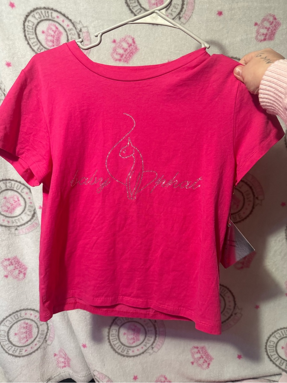 Baby Phat Hot Pink Rhinestone Logo Crop Tee